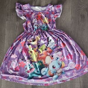 Pokemon purple Girls Dress Size 150 fits 8/10